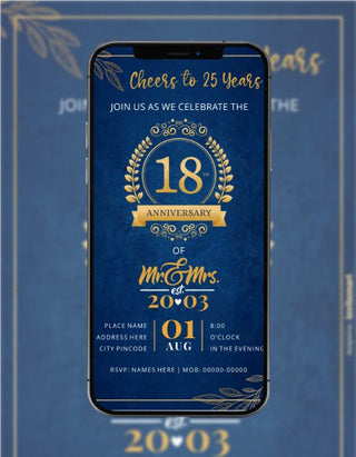 18th Wedding Anniversary Invitation | P-12