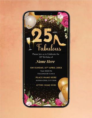 25th Fabulous Birthday Invitation | IM-2204