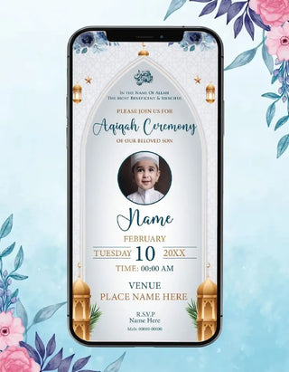 Aqiqah Ceremony Digital Invitation Card | IM-2594