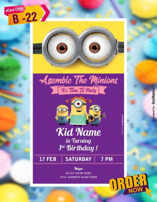 WhatsApp Minion Birthday Invitation Card | B-22