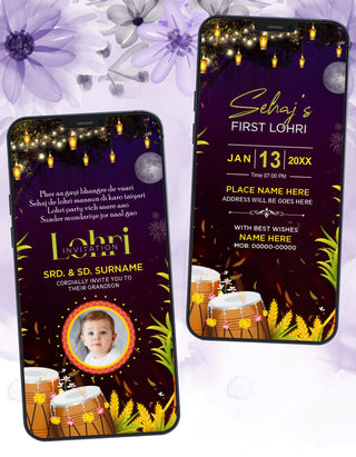 Baby First Lohri Invitation Pdf Card | IM-2543