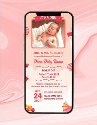 Baby Girl Birth Announcement | BA-04