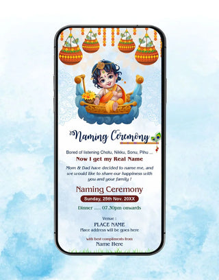 Baby Krishna Naming Invitation Card | IM-2535