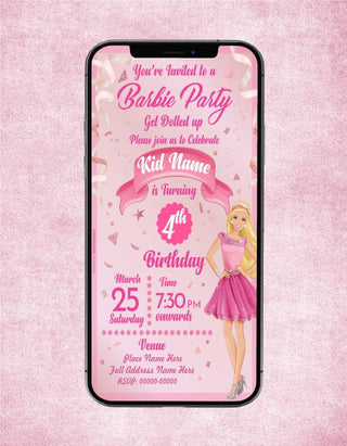 Barbie Birthday Invitation Card Template | B-20