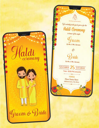 Beautiful Haldi Ceremony Invitation Card | W-239