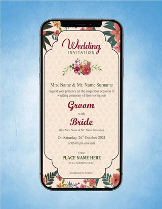 Best Floral Wedding Invitation Card | W-123