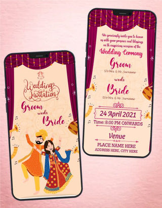 Bhangra Theme Wedding Invitation | W-98