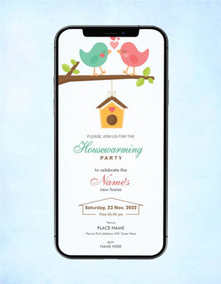 Birds Nest Housewarming Invitation Template | H-24