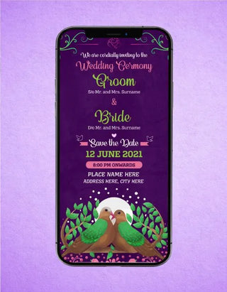 Birds theme wedding invitation card | W-103