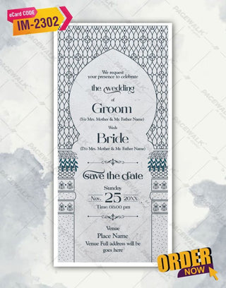 Black And White Indian Wedding Invitation Card | IM-2302