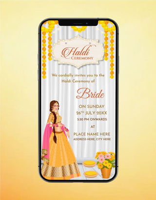 Bride Haldi Ceremony Invitation Card | W-381