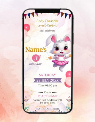 Bunny Ballerina Birthday Invitation | IM-2589