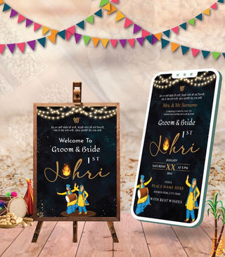 Buy Combo- Digital Lohri Invitation Card & Lohri Welcome Signage Board | IM-2542