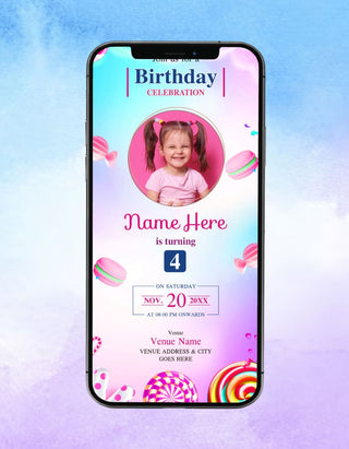 Candy Theme Birthday Invitation Card | IM-2477