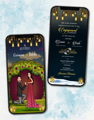 Caricature Engagement Invitation Online | IM-2420