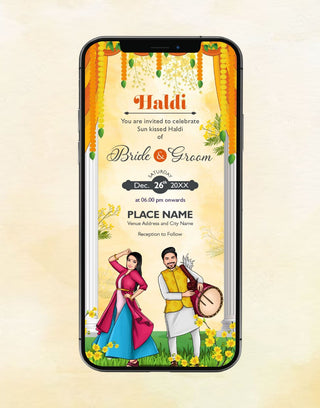 Caricature Haldi Invitation Card | IM-2444