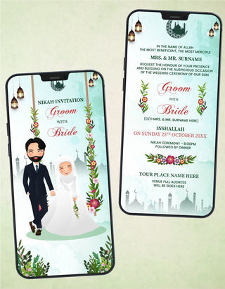 Caricature Nikah Invitation | W-405