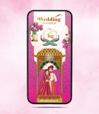 Caricature Pink Theme Wedding Invitation Video | IM-2390-V