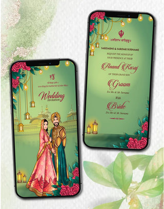 Caricature Punjabi Wedding Invitation Card | IM-2419