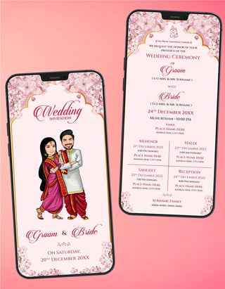 Caricature Wedding Ceremony Invitation Card | W-516