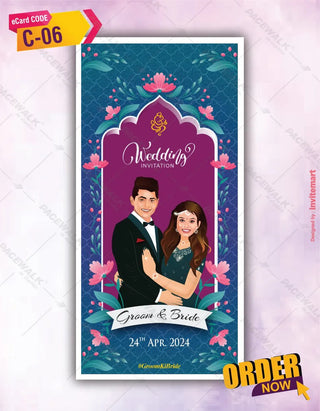 Caricature Wedding Invitation PDF Cards | C-6