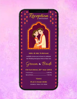 Cartoon Reception Invitation Card | W-505