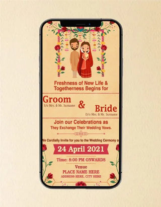 Cartoon Wedding Invitation Templates | W-96