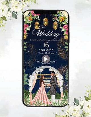 Couple Digital Without Face Caricature Wedding Invitation Video | IM-2603