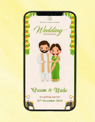 Cute Bride And Groom Wedding Invitation | W-278