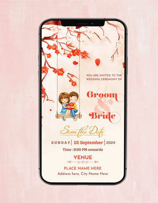 Cute Cartoon Couple Save the Date | W-166