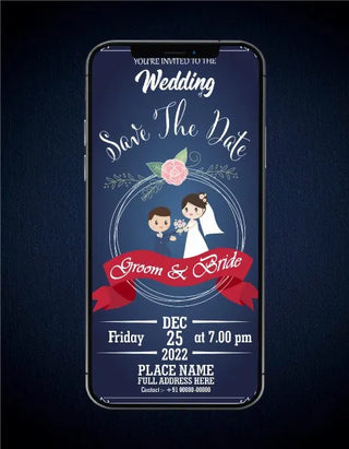 Cute Cartoon Style Wedding Invitation Card | W-59