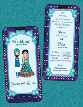 Cute Couple Wedding Invitation | W-243