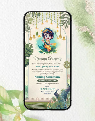 Cute Krishna Naming Ceremony Invitation | IM-2534