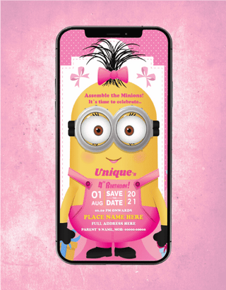 Cute Minions Invitation Card | B-44