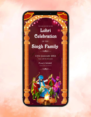 Digital Lohri Celebration Party Invitation Card | IM-2350