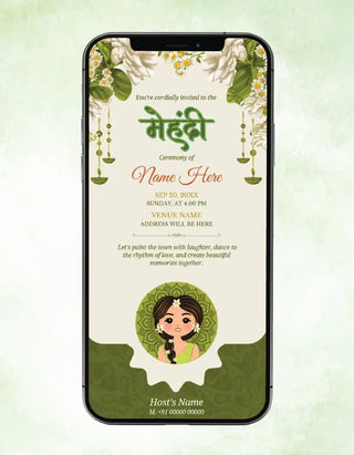 Digital Mehndi Ceremony Invitation Card | IM-2612