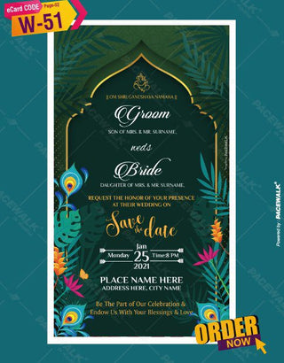 Elegant Green Wedding Invitation Card