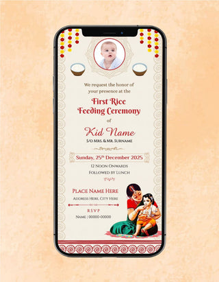 First Rice Feeding Ceremony Invitation | RC-03