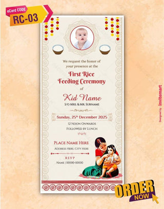 First Rice Feeding Ceremony Invitation