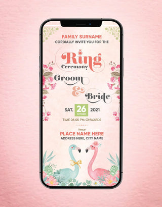 Flamingo Themed Ring Ceremony Invite | R-31