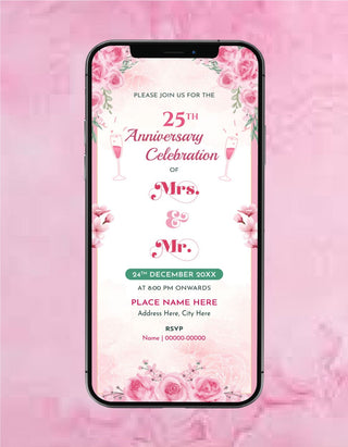 Floral 25th Anniversary Invitation Card | IM-2122