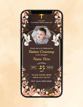 Floral Baptism Ceremony Invitation | IM-2160