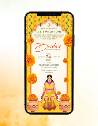 Floral Haldi Ceremony Invitation Template | IM-2292