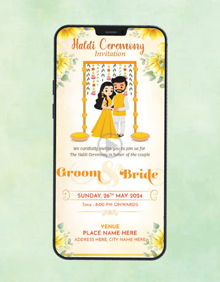 Floral Haldi Ceremony Invitation Video | W-219-V