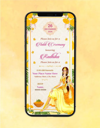 Floral Haldi Ceremony Invite | W-298