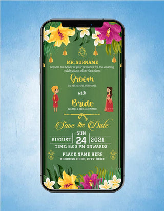 Floral Indian Wedding Invitation Card | W-117