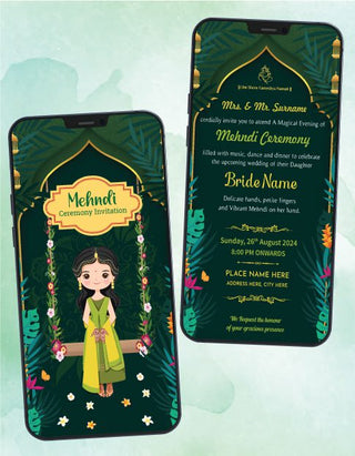 Floral Mehndi Ceremony Invitation | W-244