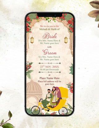 Floral Mehndi &amp; Haldi Invitation Card | IM-2371