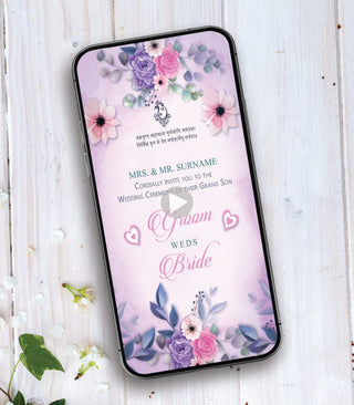 Floral Purple Theme Wedding Invitation Video | IM-2031