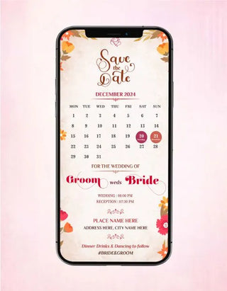 Floral Save The Date With Calendar | W-253